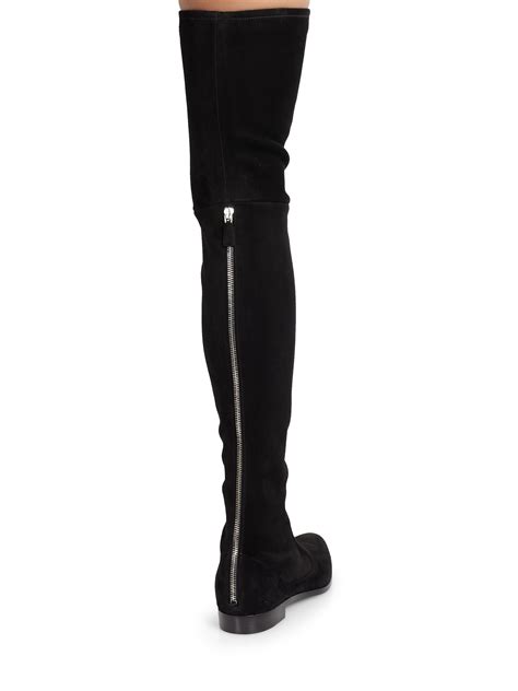 prada metal inset suede over the knee boots|Black Suede Boots .